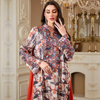 Orange Embroidered Robe Maxi Dress