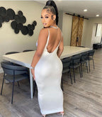 Printed Backless Maxi Dress