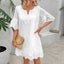White Eyelet Midi Dress, V-Neck