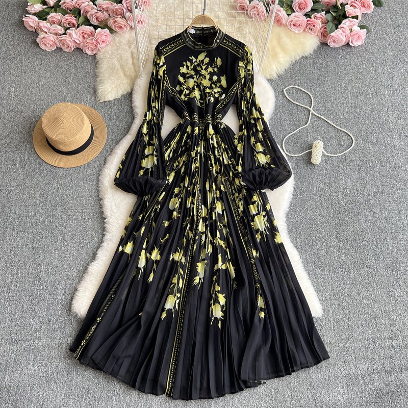 Pleated Lantern-Sleeve Maxi Dress Secondary image