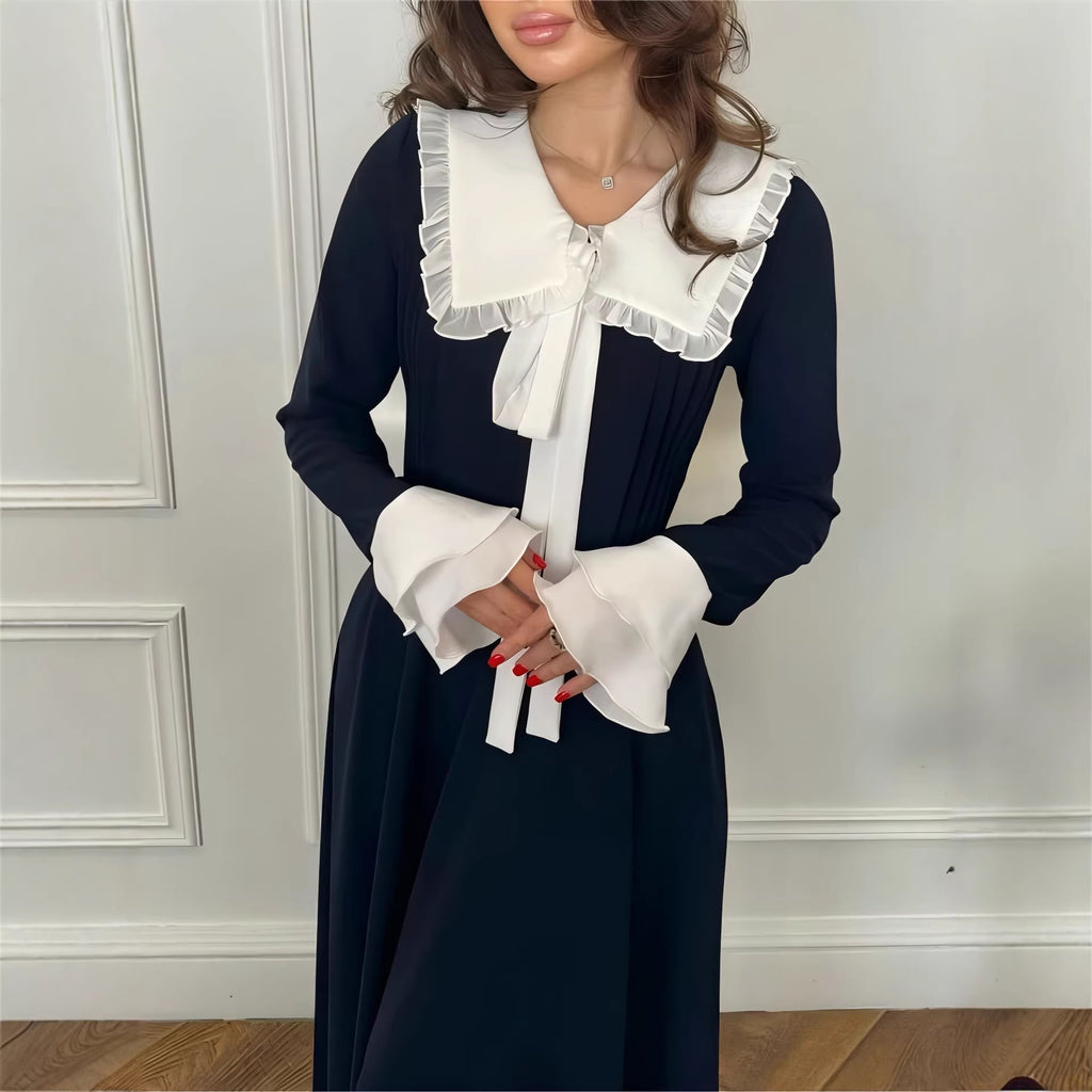 Sweetheart Peter Pan Collar Flared-Sleeve Maxi Dress for Women