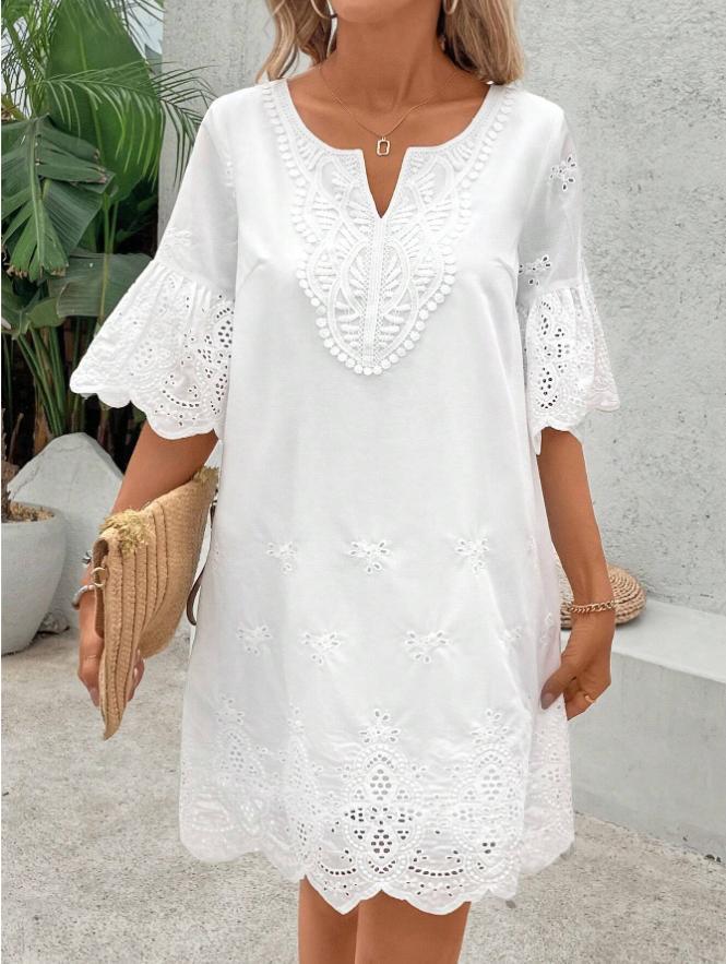 White Eyelet Midi Dress