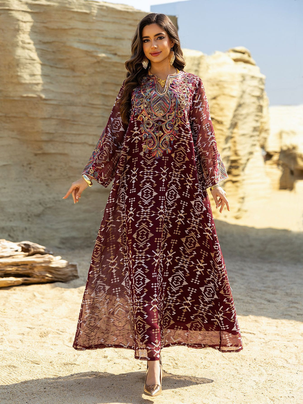 Mesh Patchwork Maxi Dress