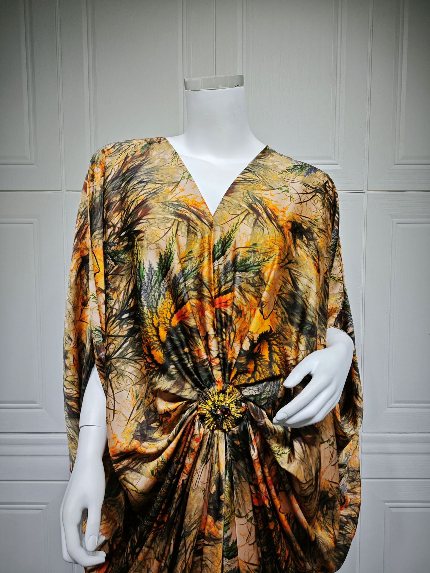 Printed Crew-Neck Maxi Dress