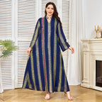 V-Neck Loose Long-Sleeve Maxi Dress