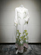 Embroidered Rhinestone Knit Maxi Dress