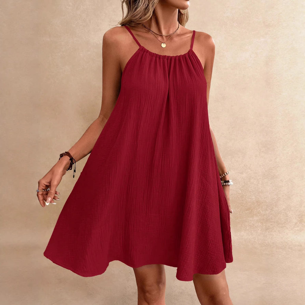 Backless Tie-Back Sleeveless Midi Dress
