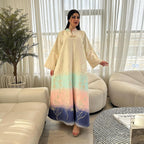 Embroidered Lace-Up Maxi Dress