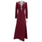 Crystal-Studded Mesh Patchwork Maxi Dress for Women