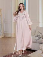 Embroidered Floral Robe Maxi Dress
