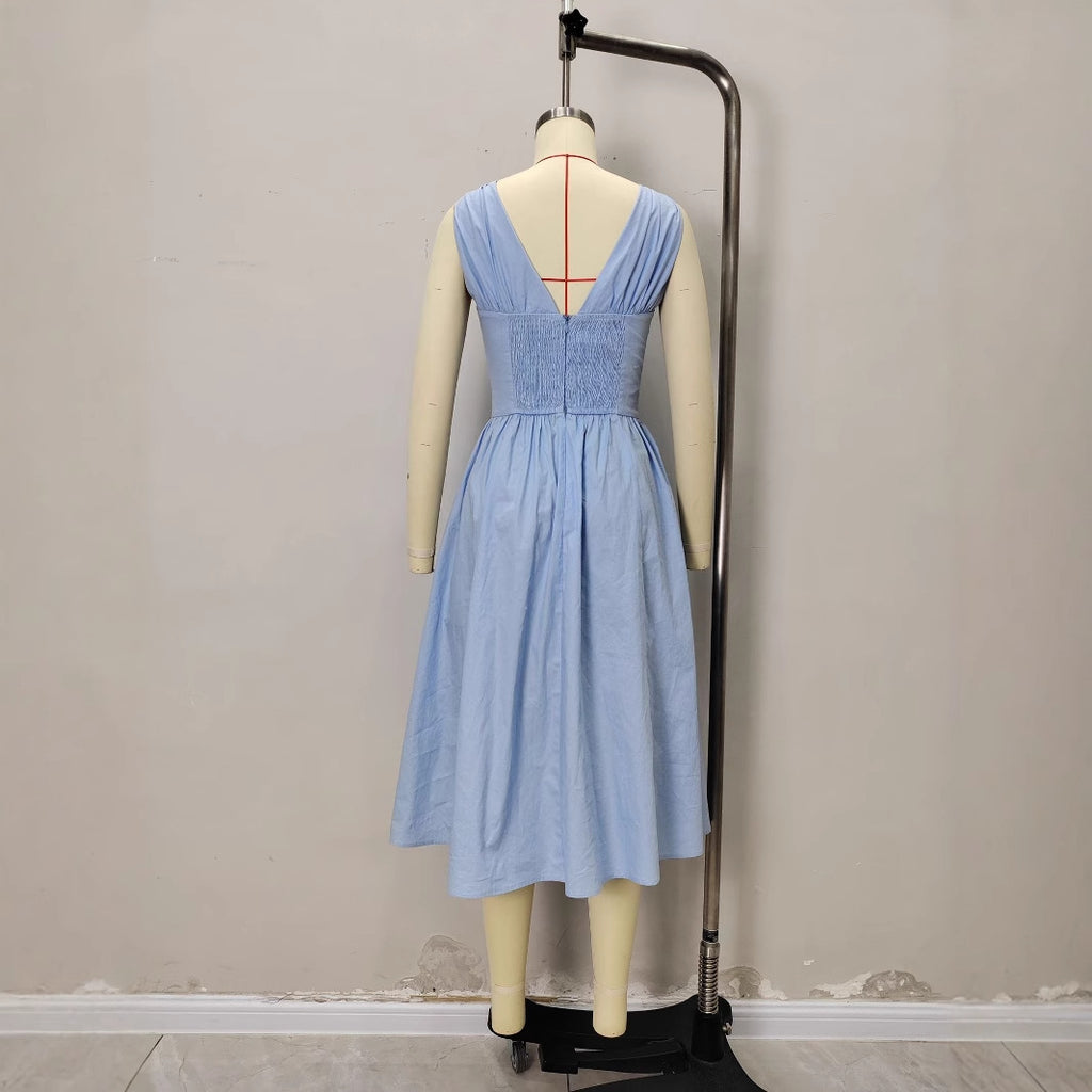 Lace-Up V-Neck Maxi Dress for Women, Sleeveless
