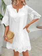 White Eyelet Midi Dress