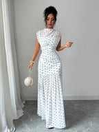 Polka Dot Pleated Maxi Dress
