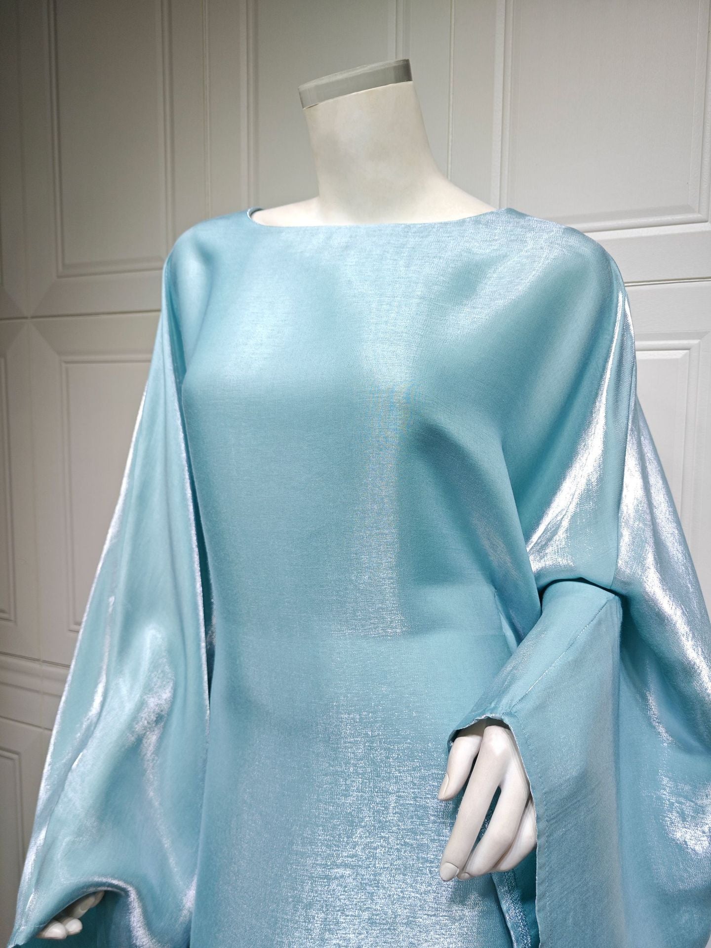 Shiny Satin Belted Maxi Dress