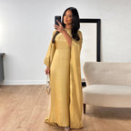 Shiny Satin Belted Maxi Dress