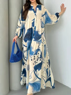 Printed Loose V-Neck Maxi Dress
