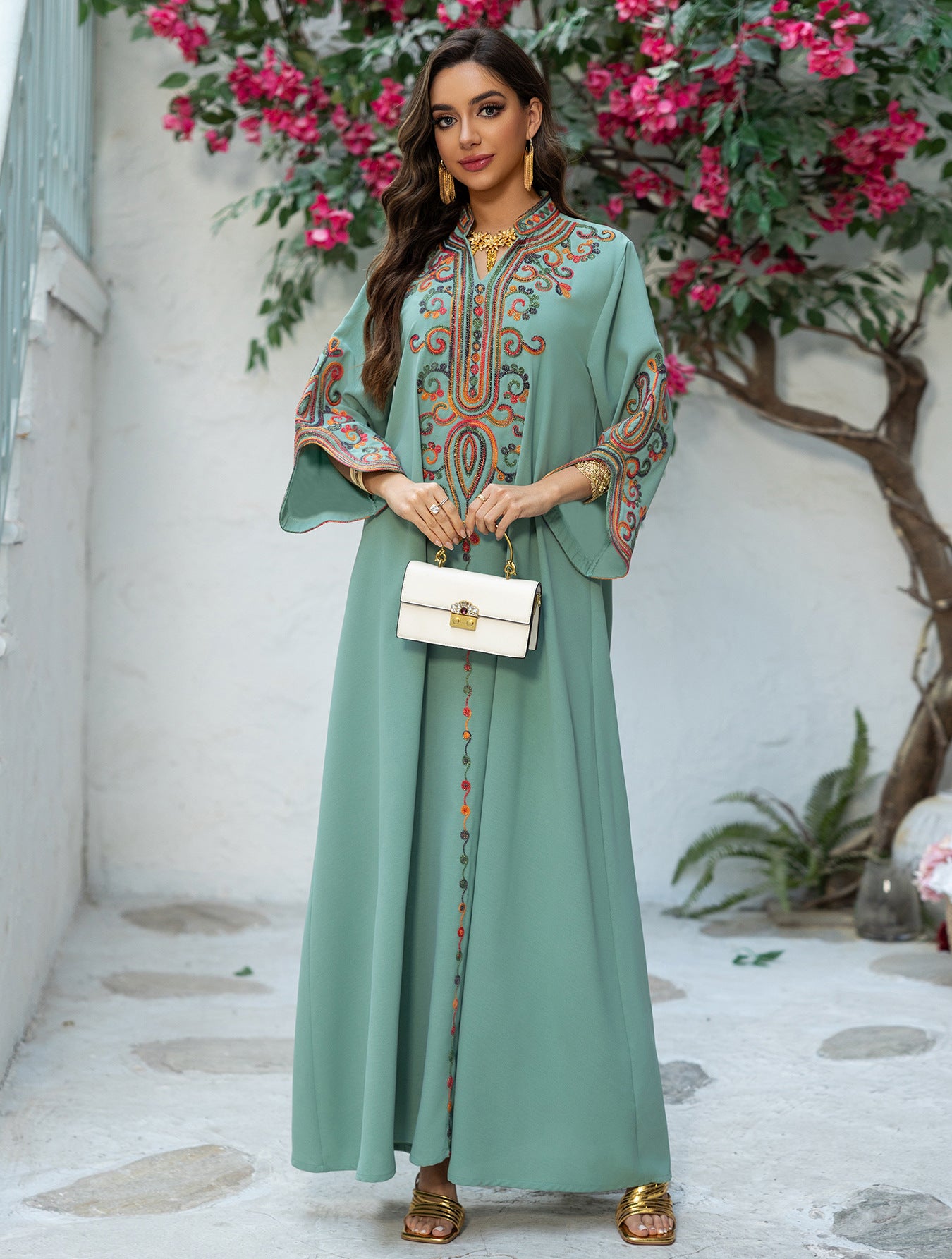Embroidered Pullover Maxi Dress