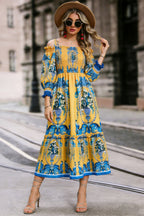 Off-Shoulder Floral Midi Dress