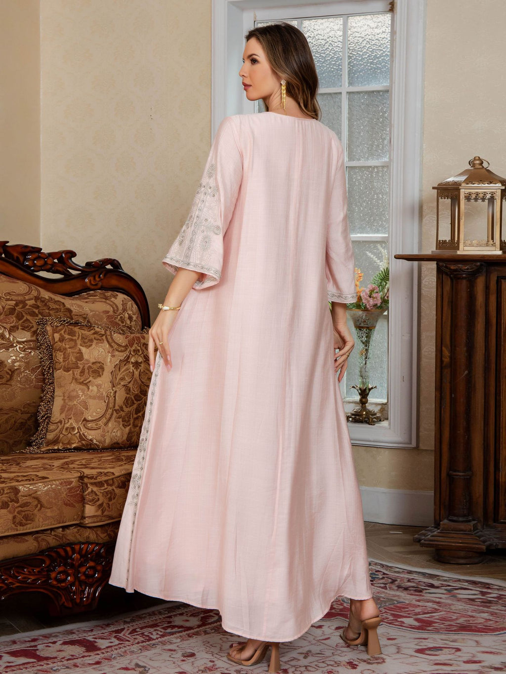 Embroidered Kaftan Maxi Dress