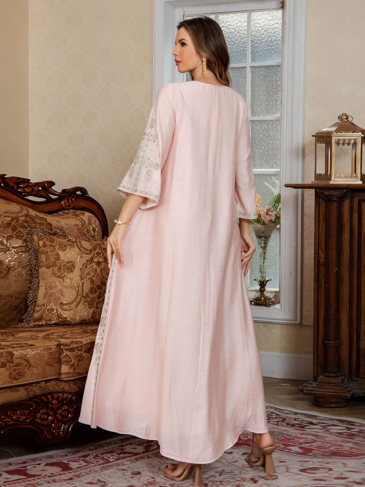 Embroidered Kaftan Maxi Dress