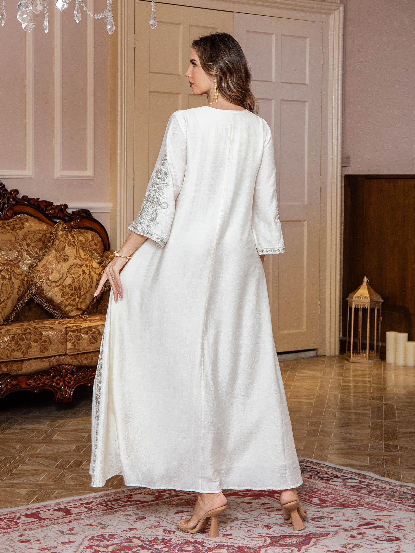 Embroidered Kaftan Maxi Dress