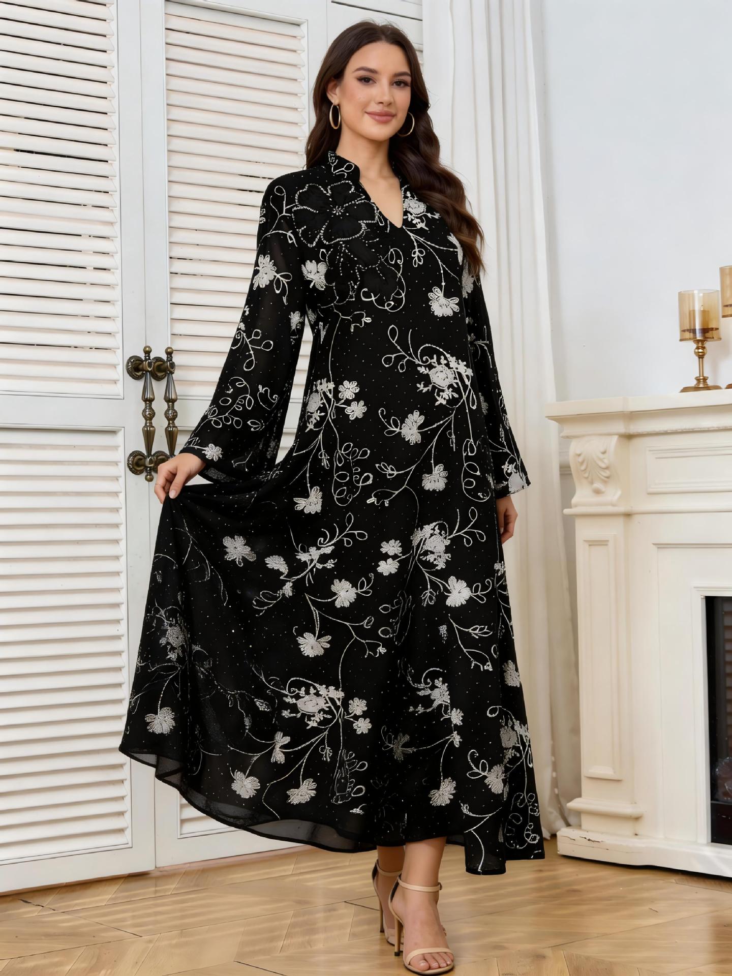 Embroidered V-Neck Maxi Dress Main image