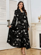 Embroidered V-Neck Maxi Dress